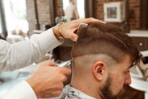 Haircut at barbershop